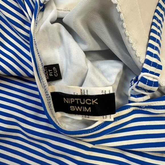 NIPTUCK SWIM WOMENS BLUE AND WHITE STRIP ONE PIECE MULTI FIT CUP SIZE 6 - Picture 6 of 7